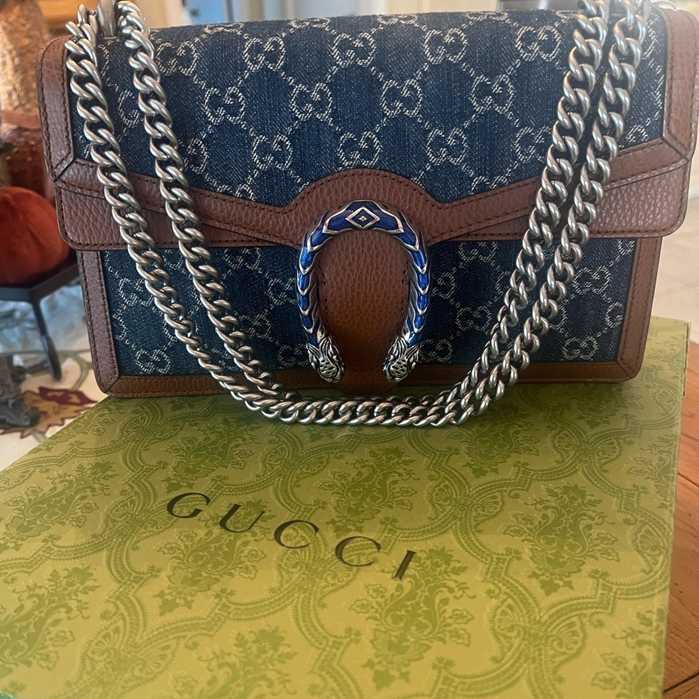 GUCCI BLUE DENIM DIONYSUS SHOULDER BAG MEDIUM